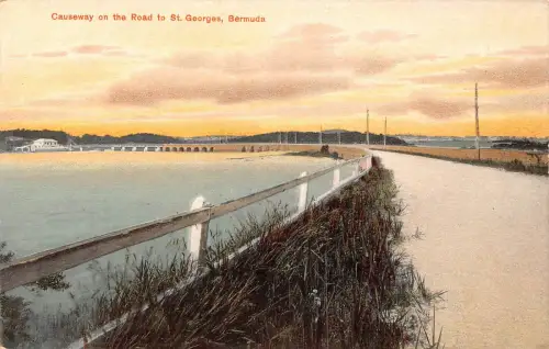 B160 Bermuda Causeway on the Road to St Georges Vintage Postkarte