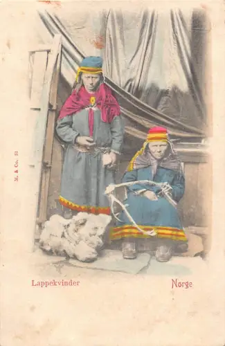 B613 Norwegen Lappekvinder Ureinwohner ethnische Frauen Vintage Postkarte
