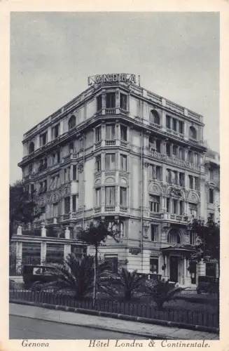 B147 Italien Genua Genua Hotel Londra und Continentale Vintage Postkarte