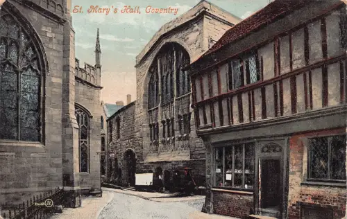 B141 England Coventry St Mary's Hall Vintage Postkarte