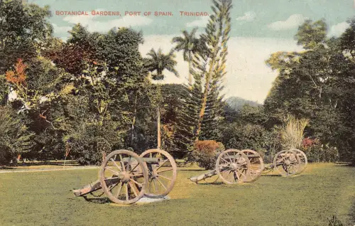 Trinidad Botanical Gardens Port of Spain Canons Vintage Postkarte B948