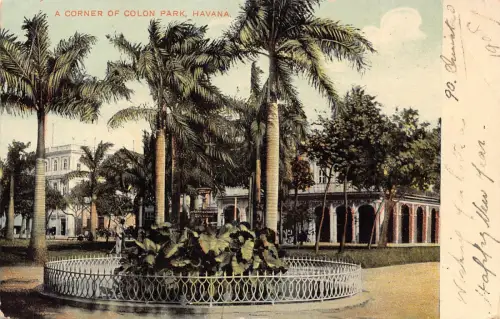 B161 Kuba Havanna 1908 Ecke Colon Park Vintage Postkarte