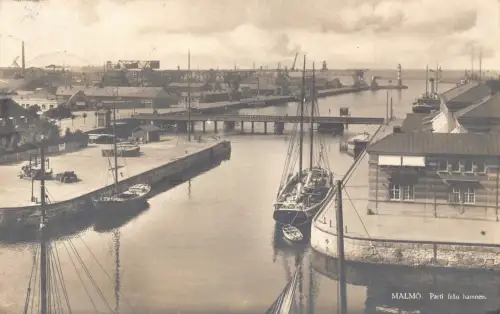 L067 Schweden 1931 Malmö Hafenansicht Vintage Postkarte