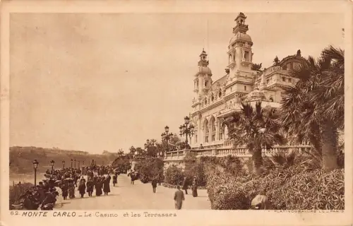 A871 Monaco Monte Carlo Casino et les Terrasses Vintage Postkarte