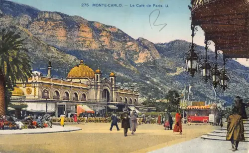 A871 Monaco Monte Carlo Le Cafe de Paris Vintage Postkarte