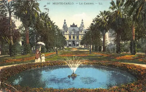 A871 Monaco Monte-Carlo 1916 Casino Brunnen Vintage Postkarte