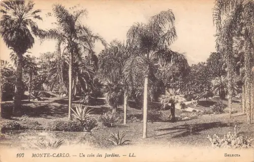 A872 Monaco Monte Carlo Un Coin des Jardins Gardens Vintage Postkarte