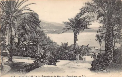 A872 Monaco Monte Carlo 1908 Echappee sur la Mer vers Roquebrune Postkarte