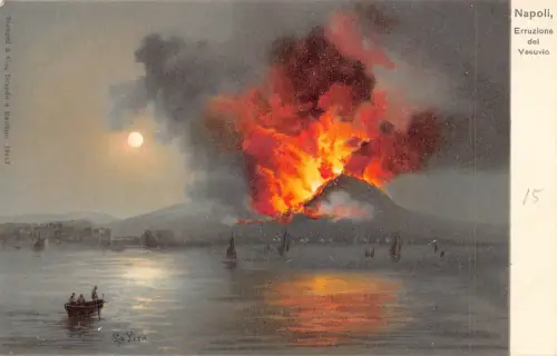 L071 Italien Napoli erruzione del Vesuvio Postkarte