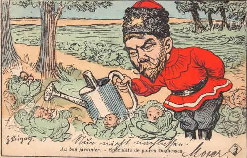 A876 Politische Satire 1902 Zar Nikolaus II. von Russland Streuen Herzogin Postkarte