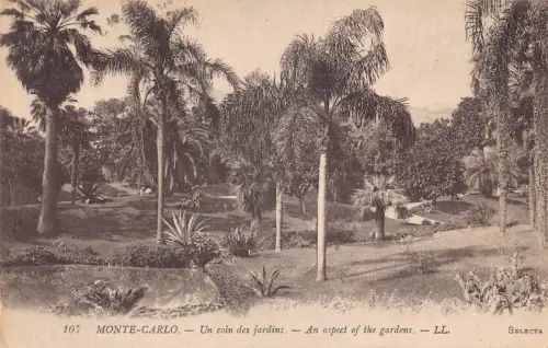 A872 Monaco Monte Carlo Aspekt der Gärten Vintage Postkarte