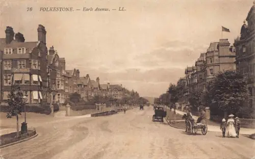 L069 England Folkestone Earls Avenue Kutsche Wagen 1911 Postkarte