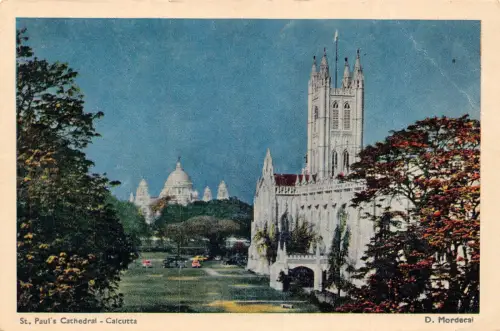 A874 Indien St Paul's Cathedral Kalkutta Vintage Postkarte