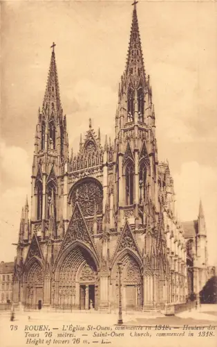 C001 Frankreich, Rouen-L Eglise St-Ouen Vintage Postkarte