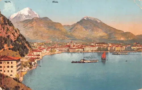 L071 Italien Riva Gardasee Dampfer Vintage Postkarte