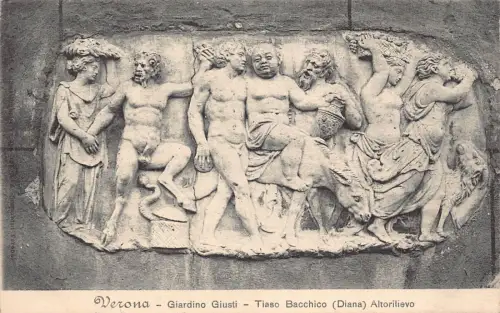 L071 Italien Verona Giardino Giusti Tiaso Bacchico Postkarte
