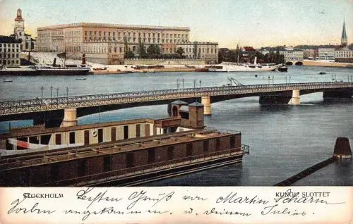 L070 Schweden Stockholmer Königspalast 1905 Dampfer Postkarte