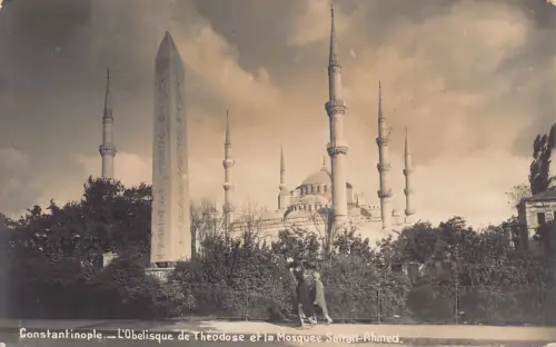 A874 Türkei Konstantinopel L'Obelisque de Theodose Moschee Sultan RPPC Postkarte