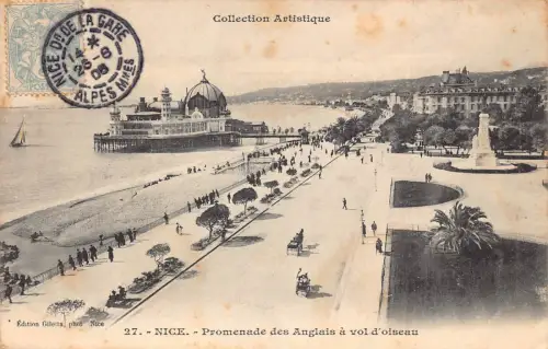 Frankreich 1905 Schöne Promenade des Anglais a vol d'oiseau Kutsche Vintage Postkarte