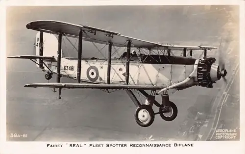 L004 Fairey Seal Flotte Spotter Aufklärung Doppeldecker Flugzeug RPPC