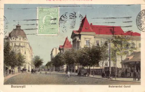 Rumänien 1927 Bukarest Bucuresti Bulevardul Carol I Boulevard Postkarte