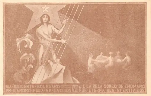 Esperanto 1925 La Espero Zamenhof Star Art signed Ernesto Gebauer Postkarte