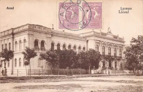 Rumänien 1927 Arad Liceu Lyceum Highschool Vintage Postkarte