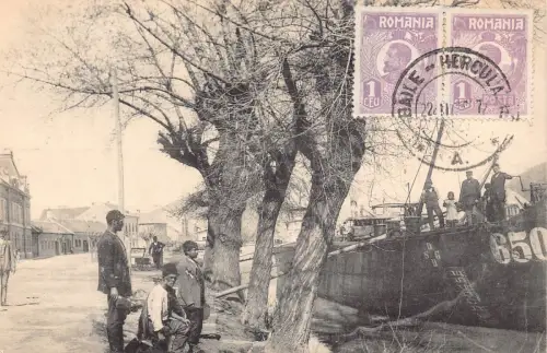 Rumänien 1927 Orsova Dunapart Donau Hafen Boot Vintage Postkarte