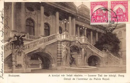Ungarn 1926 Budapest Innenraum des Königspalastes alte Postkarte