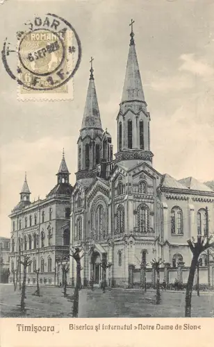Rumänien 1928 Timisoara Biserica si Internatul Notre Dame de Sion Kirche Postkarte