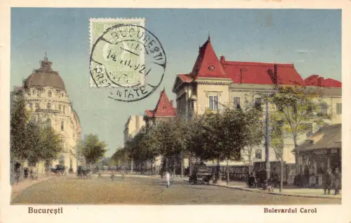 Rumänien 1927 Bucuresti Bukarest Bulevardul Carol Boulevard Postkarte