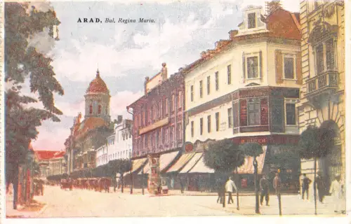 Rumänien Arad Bulevardul Regina Maria Boulevard Vintage Postkarte