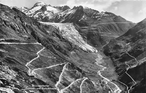 C007 Schweiz, Grimsel, Rhonegletscher Vintage Postkarte