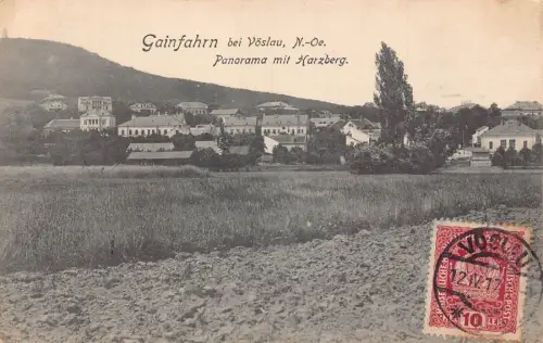 A064 Österreich 1917 Gainfahrn bei Voeslau Panorama mit Harzberg Postkarte