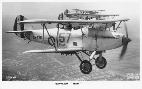 L004 Großbritannien Hawker Hart Flotte Doppeldecker Flugzeug RPPC