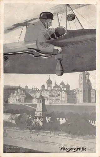 L004 Deutschland 1917 WWI Luftfahrt Abwurf Bomben aus Flugzeug Postkarte