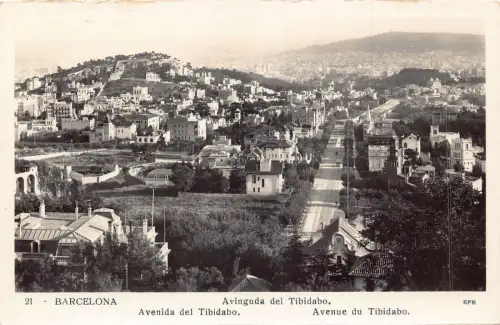 A875 Spanien Barcelona Avenue du Tibidabo Vintage Postkarte