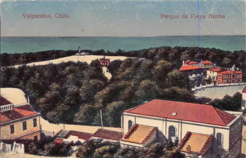 A878 Chile Valparaiso Parque de Playa Ancha Park Vintage Postkarte