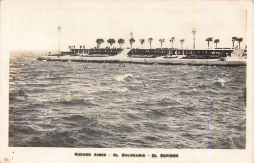 A878 Argentinien Buenos Aires El Balneario El Espigon RPPC Vintage Postkarte