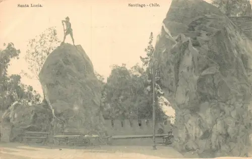 A879 Chile Santiago Santa Lucia Felsen Vintage Postkarte