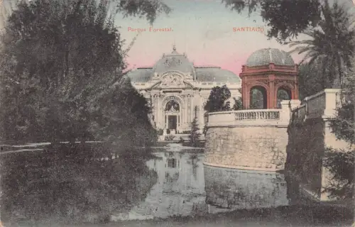 A879 Chile Santiago Parque Forestal Park Vintage Postkarte