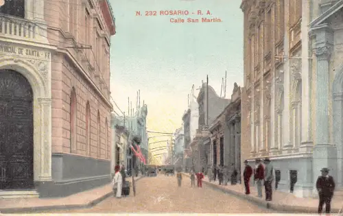 A879 Argentinien Rosario Calle San Martin Vintage Postkarte
