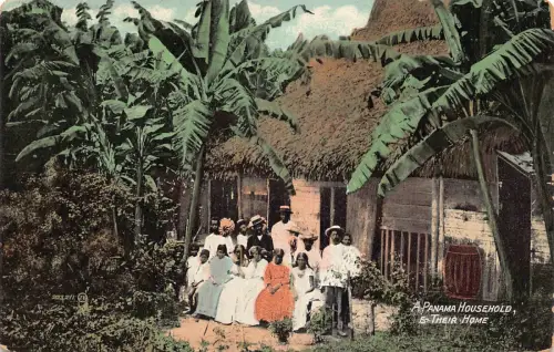 A880 Panama Haushalt und ihre Heimat einheimische Familie ethnische Vintage Postkarte