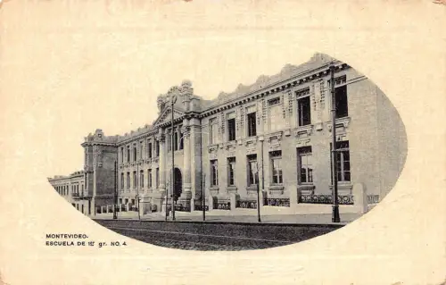 A879 Uruguay Montevideo Escuela de 1er Schule Passepartout Vintage Postkarte