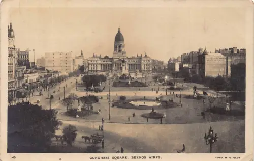 A878 Argentinien 1921 Buenos Aires Congress Square Vintage Postkarte