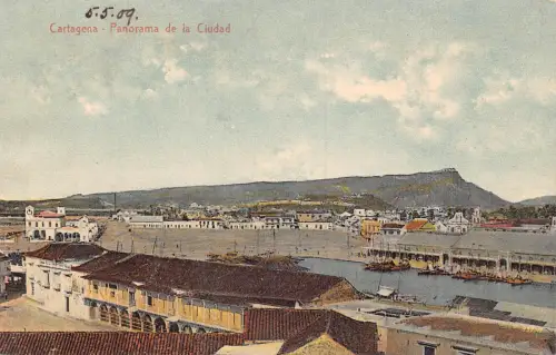 A879 Kolumbien Cartagena Panorama de Ciudad Vintage Postkarte
