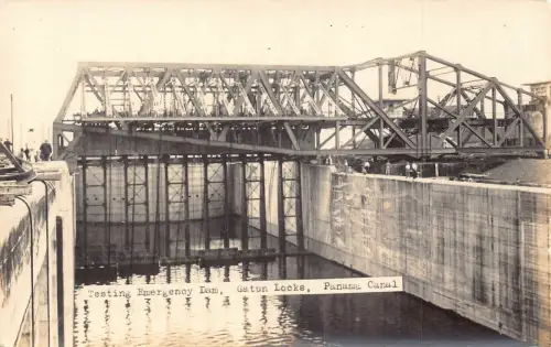 A880 Panamakanal Gatun Schleusen Test Notfalldamm Vintage Postkarte