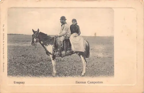 A880 Uruguay Escenas Campestres Reiter Ethno Paar Einheimische Postkarte