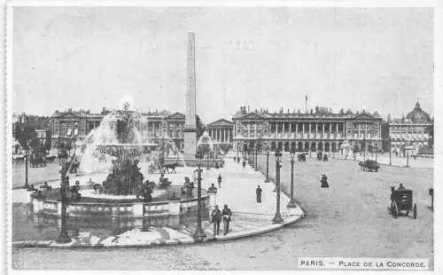 L307 Frankreich Paris Place de la Concorde Kutschen Brunnen Vintage Postkarte
