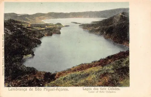 B622 Portugal Azoren Lembranca de Sao Miguel Lagoa de Sete Cidades Postkarte
